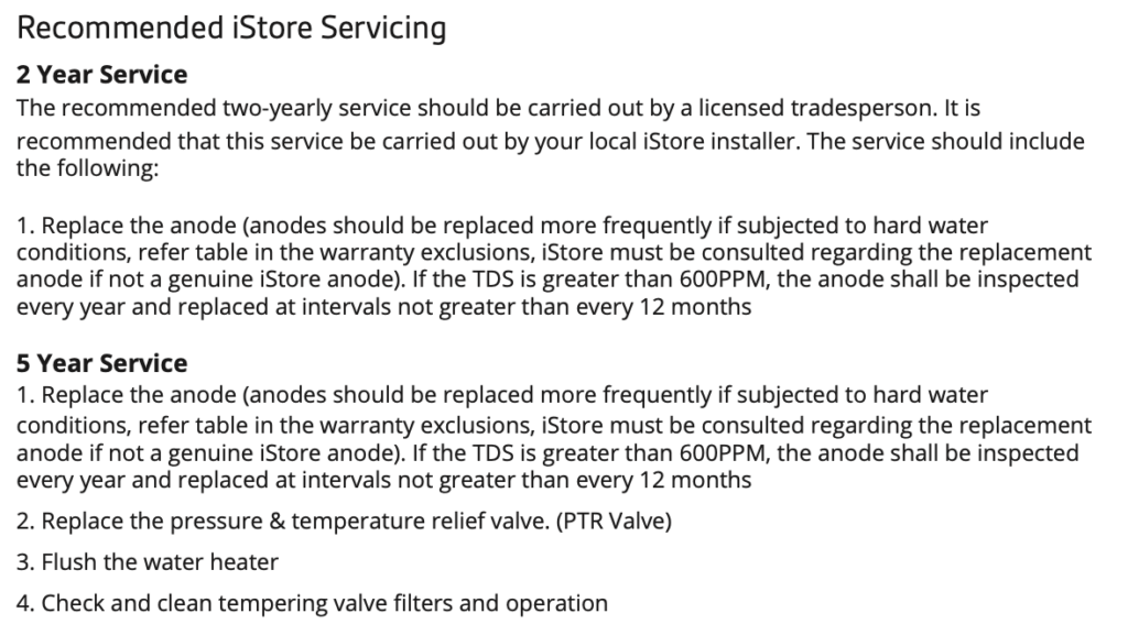 iStore maintenance requirements